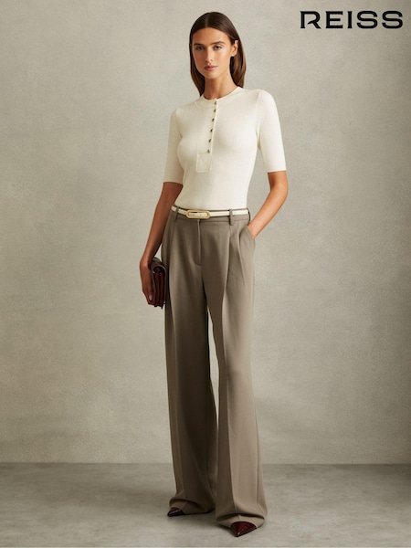 Reiss Emily Wool Blend Button Detail Top (B93785) | €139