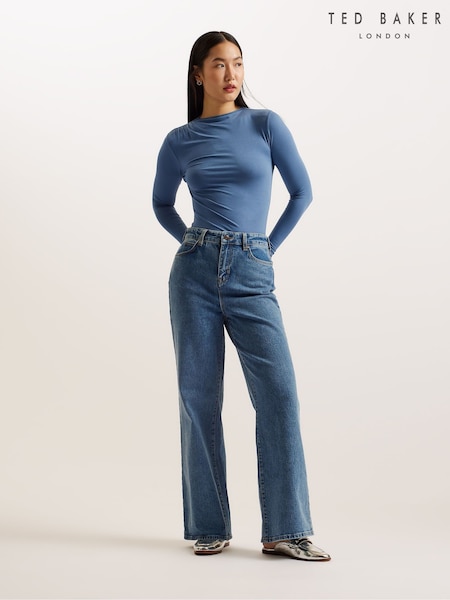 Ted Baker Blue Nass Wide Leg Denim Jeans (B93791) | €66