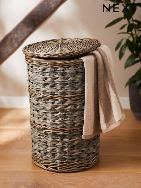 Grey Wicekr Laundry Basket Hamper (B93799) | 330 zł