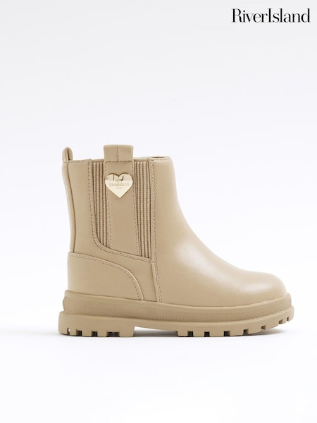 River Island Brown Girls Stud Chelsea Boots (B93813) | AED73