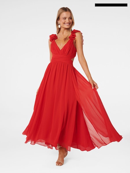 Красный - Forever New Selena Ruffle Shoulder Maxi Dress (B93854) | €65