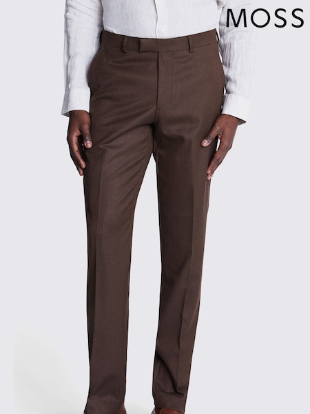 MOSS Copper Brown Tailored Fit Copper Flannel Trousers (B93917) | LEI 417