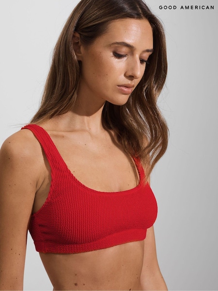 Good American Bright Red Always Fits Textured Bikini Top (B93967) | LEI 402