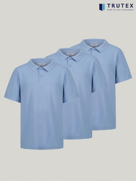 Trutex Unisex Blue 3 Pack Short Sleeve School Polo Shirts (B93986) | 28 € - 40 €