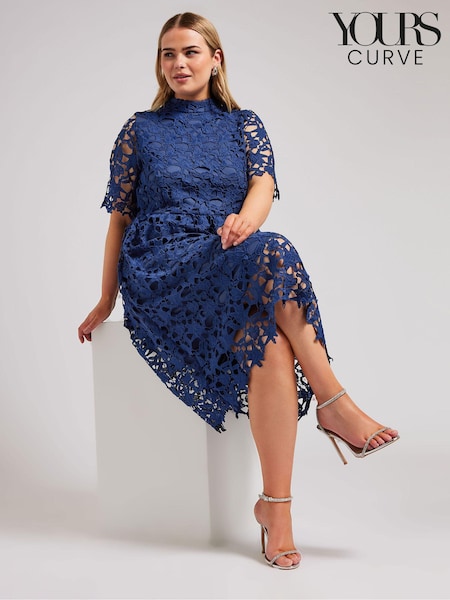 YOURS LONDON Curve Crochet Lace Midi Dress (B93994) | €86