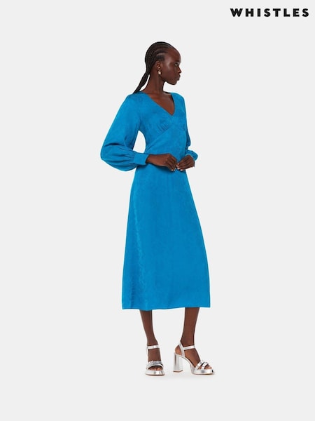 Whistles Blue Serpent Jacquard Midi Dress (B94292) | €60