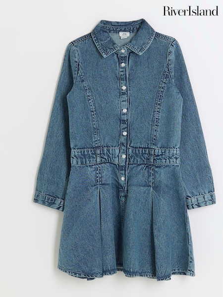 River Island Blue Girls Kilt Shirt Dress (B94324) | €18