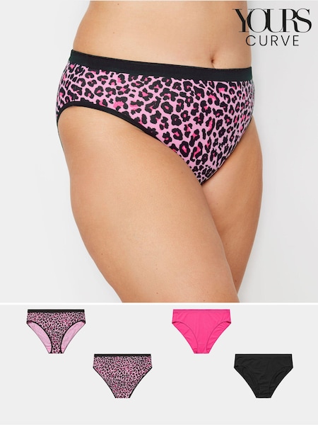 Vaaleanpunainen - Yours Curve Leopard Printti; kuvio High Leg Knickers 5 Pack (B94335) | €30