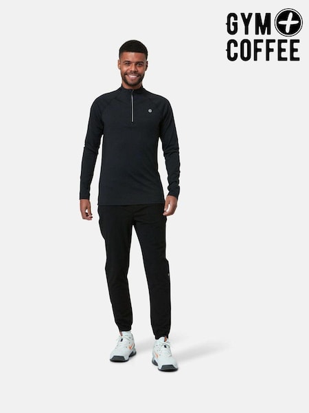 Gym + Coffee Black Black Mens Relentless Quarter Zip Sweatshirt (B94380) | R$ 590