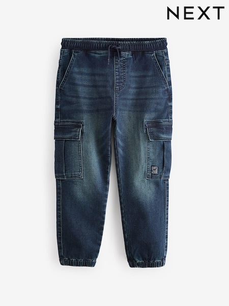 Inky Blue Cargo Jeans With Elasticated Waist (3-16yrs) (B94401) | €16 - €22