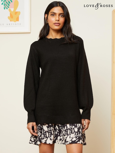Love & Roses Woven Hem Jumper Dress (B94539) | 193 LEI