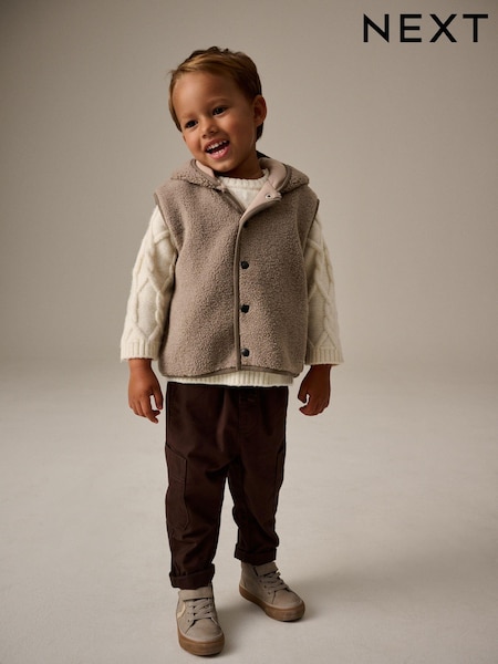 Tan Brown Fleece Gilet Jacket (3mths-7yrs) (B94594) | €9 - €12