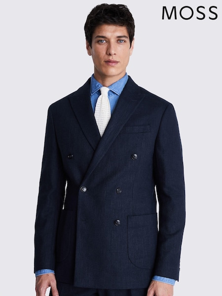 MOSS Blue Tailored Fit Herringbone Jacket (B94604) | €108