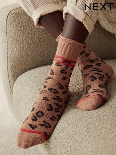 Animal/rdeča - Cosy Ankle Socks with Cushion Sole 2 Pack (B94624) | € 7