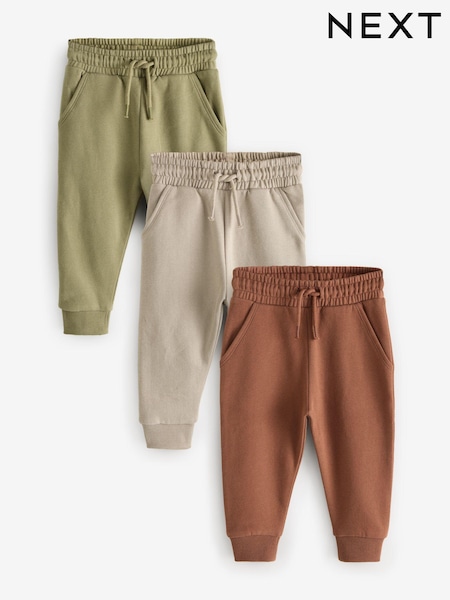 Rust Brown/Khaki/Sage - Soft Touch Joggers 3 Pack (3mths-7yrs) (B94656) | 31 € - 37 €