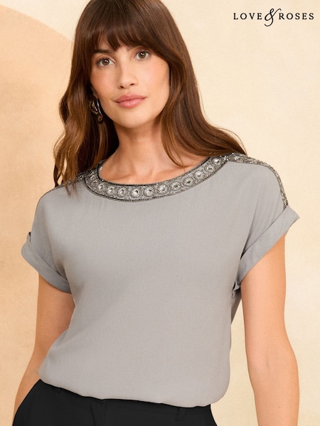 Love & Roses Roll Sleeve T-shirt (B94690) | ‏10 ر.ع.‏