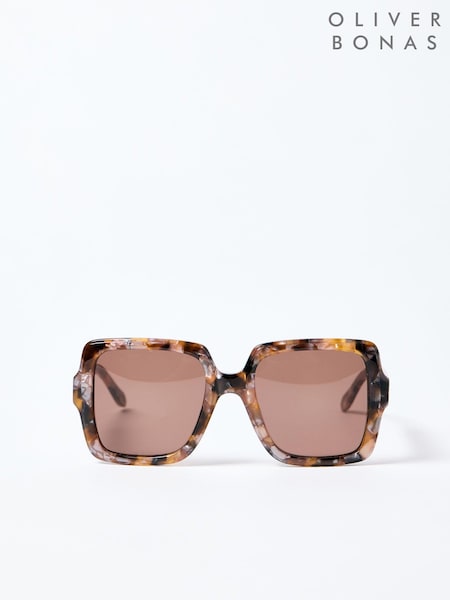 Oliver Bonas Faux Fur Tortoiseshell Square Acetate Sunglasses (B94691) | 43 €