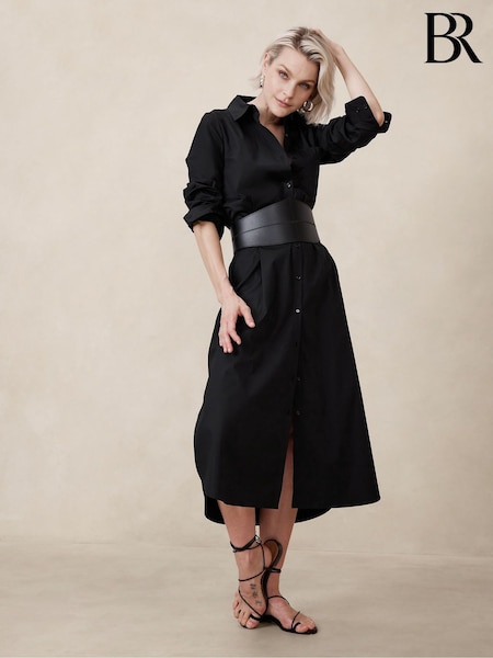 Banana Republic Black Poplin Maxi Shirt Dress (B94738) | €75