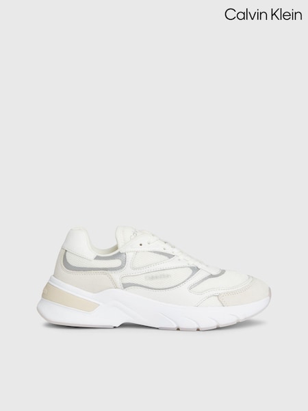 Calvin Klein White Runner Lace-Up Mesh Sneakers (B94769) | €66