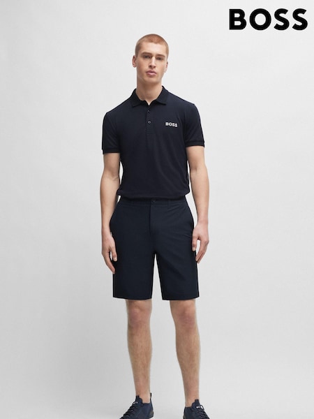 BOSS Dark Blue Chrome Slim Fit Shorts in Water Repellent Easy Iron Fabric (B94839) | €72