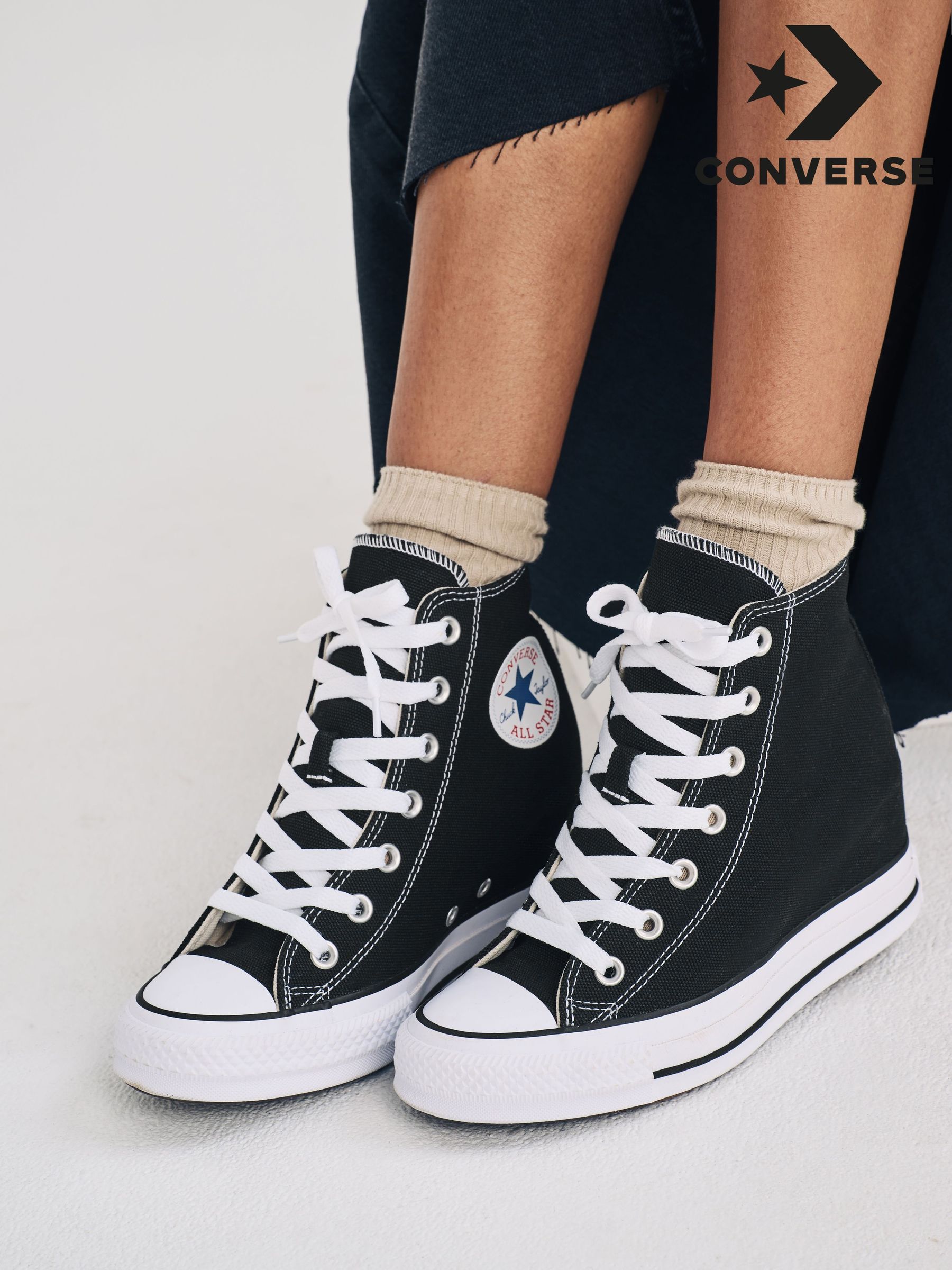 Women s Converse Black High Top Plain Footwear Next Oman