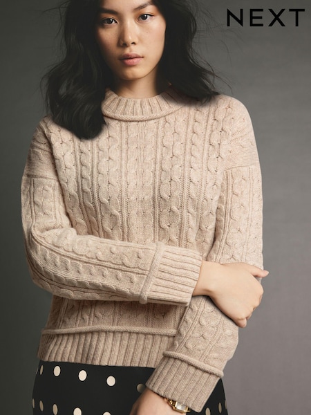Neutral 100% Lambswool Premium Cable Knitted Jumper (B95082) | €49