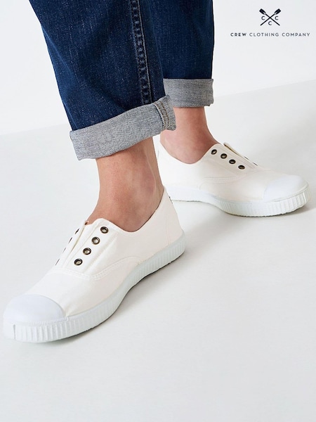 Crew Clothing White Victoria Laceless Trainers (B95166) | R$ 385