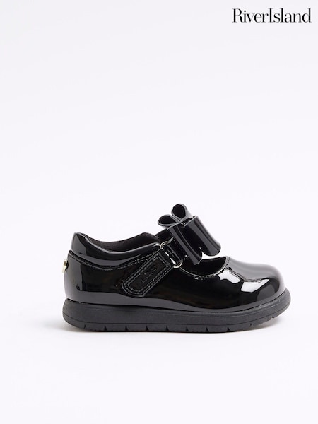 River Island Black Girls Patent Bow Mary Jane Shoes (B95207) | €20