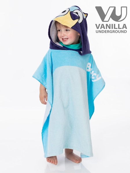Vanilla Underground Blue Kids Bluey 100% Cotton Towel Poncho (B95265) | €29