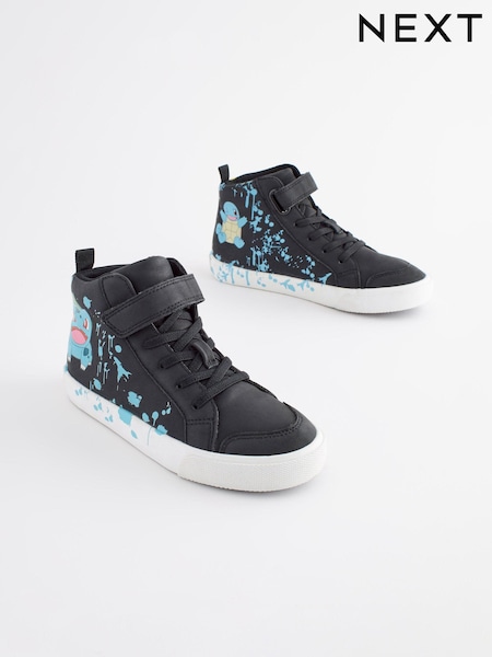 Black Wide Fit (G) Pokemon Elastic Lace High Top Trainers (B95367) | €42 - €52