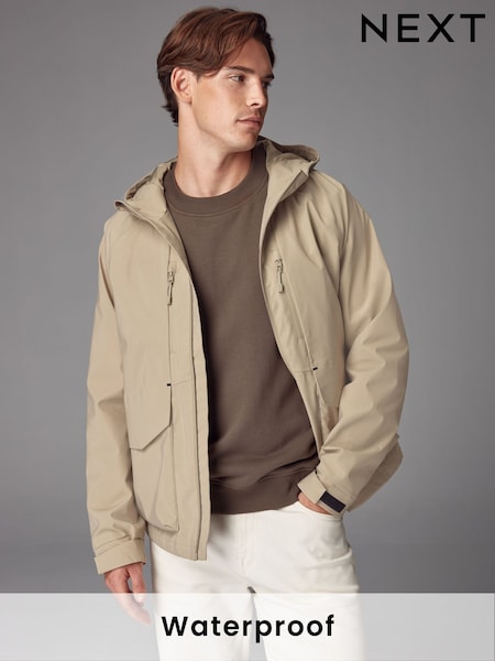 Dark Stone Zip Through Hooded Waterproof Jacket (B95376) | €13