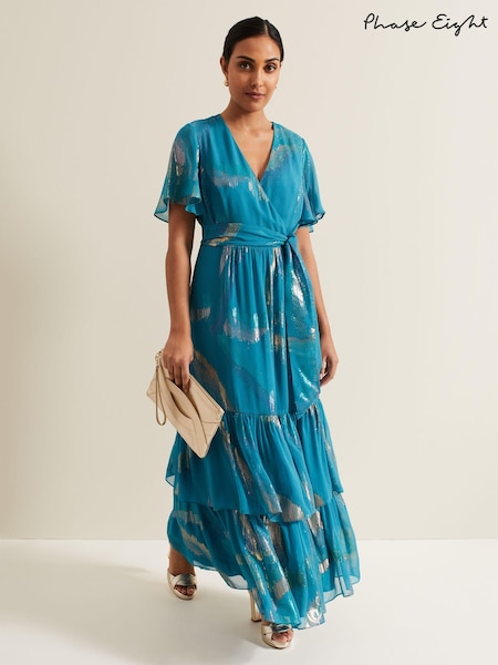 Phase Eight Blue Petite Charissa Silk Maxi Dress (B95379) | 863 QAR