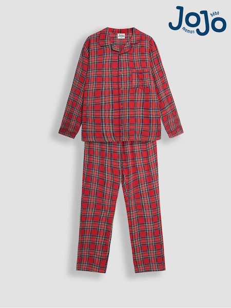 JoJo Maman Bébé Red Mens Check Woven Pyjamas Set (B95513) | AED230