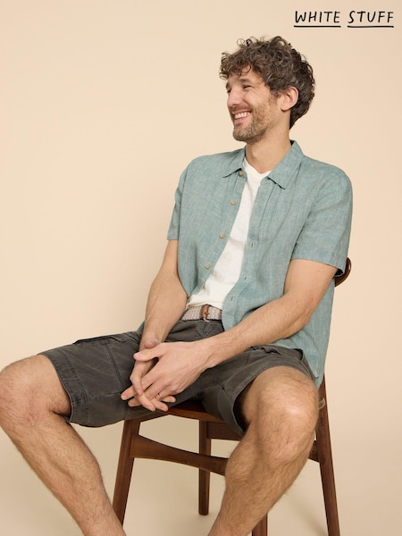 White Stuff Pembroke Short Sleeve 100% Linen Shirt (B95540) | 180 LEI