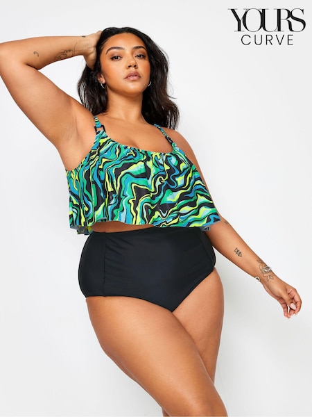 Yours Curve Black Abstract Print Bikini Top (B95634) | €17.50