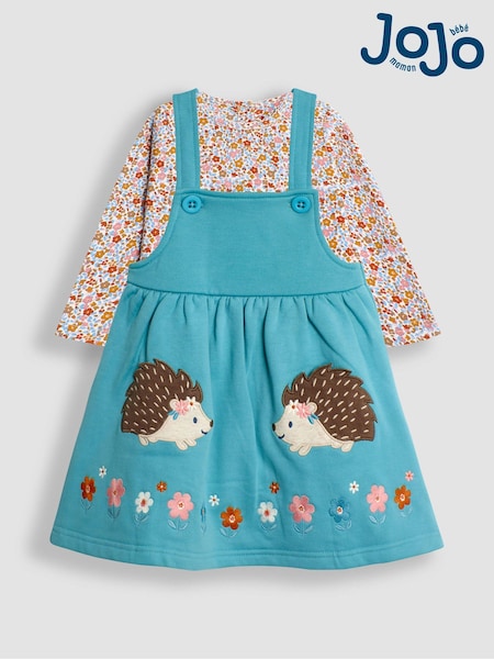 JoJo Maman Bébé Duck Egg Appliqué Pinafore Dress & Top Set (B95688) | €45