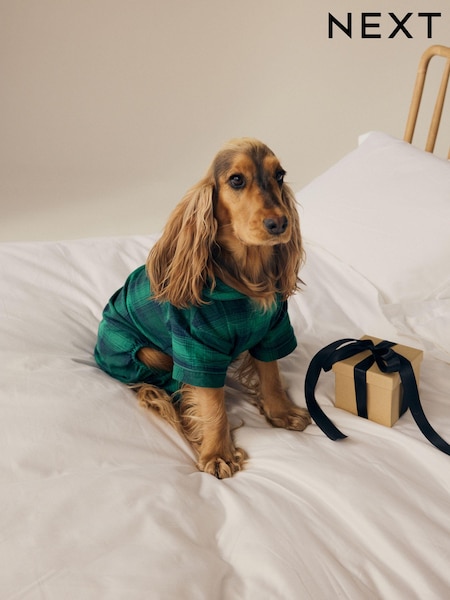 Green/Navy Check Matching Family Pet 100% Cotton Pyjamas (B95840) | €9