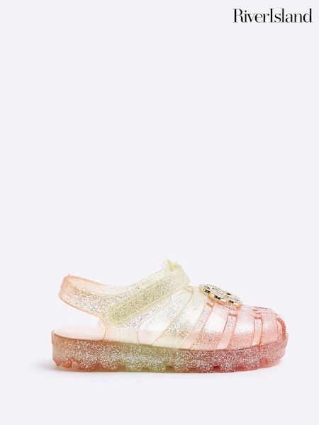 Natural - Sandale din plastic moale cu model curcubeu pentru fete River Island (B95934) | 89 LEI