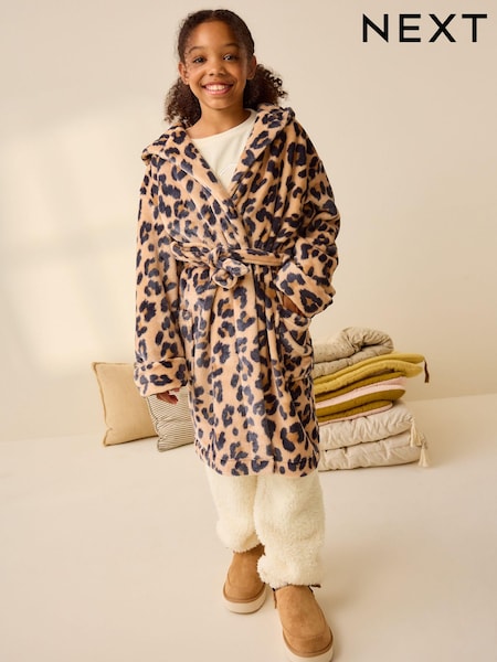 Brown Neutral Animal Soft Touch Fleece Dressing Gown (9mths-16yrs) (B95942) | €8 - €13