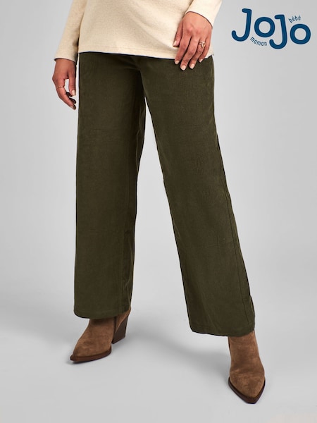 JoJo Maman Bébé Khaki Green Corduroy Wide Leg Maternity Trousers (B95961) | €63