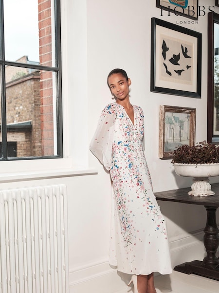 Hobbs White Silk Asher Dress (B95967) | €267