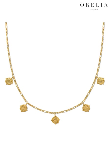 Orelia London 18k Gold Plating Multi Coin Figaro Drop Necklace (B96011) | €12