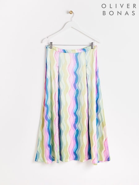 Oliver Bonas Tidal Wave Print Midi Skirt (B96057) | 232 LEI