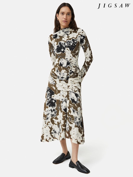 Jigsaw Natural Floral Echo Ruched Dress (B96114) | €89