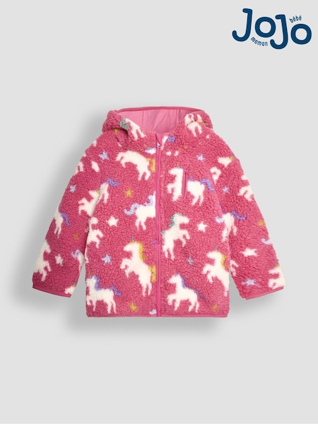 pinkes Einhorn - Jojo Maman Bébé Gefütterte Teddy-Fleece-Jacke (B96131) | 48 €