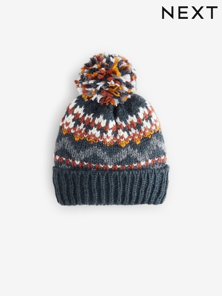 Temno modra in modra s fairisle vzorcem - Pom Hat (3mths-10yrs) (B96175) | € 7 - € 10