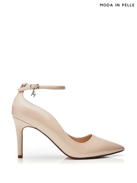Moda in Pelle Natural Cristel Swirl Cut Topline Ankle Strap Court Shoes (B96179) | €54