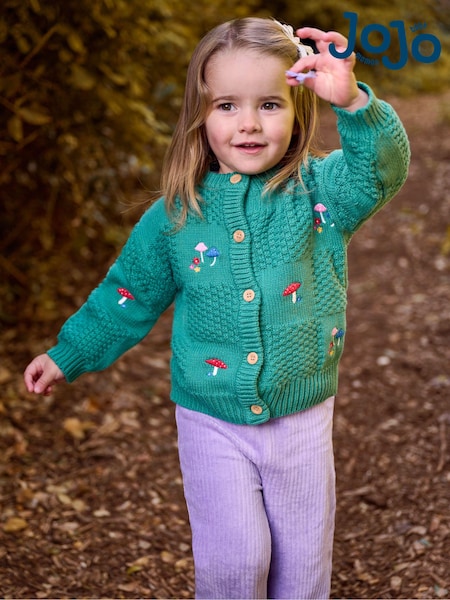 Vihreä - Jojo Maman Bébé Embroidered Cosy Cable Cardigan (B96181) | €45