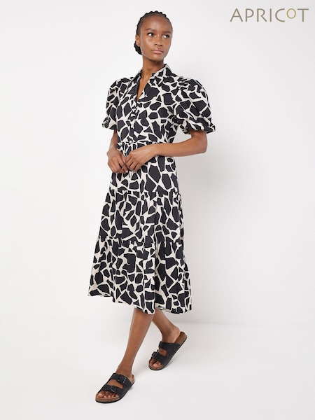 Apricot Black Pebble Tiered Dress (B96323) | €30