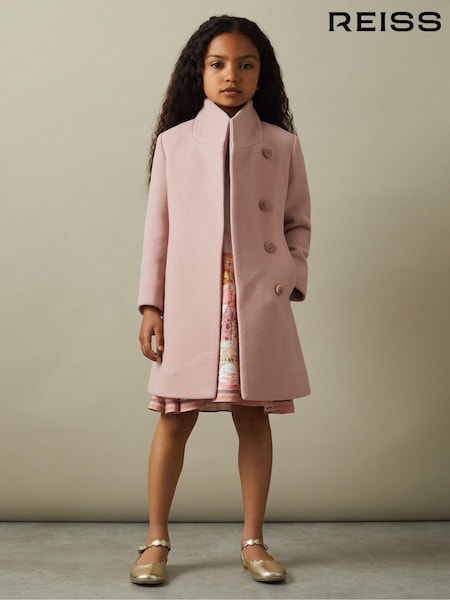 Reiss Pink Kia 4-9 yrs Wool Blend Funnel Neck Coat (B96355) | AED792